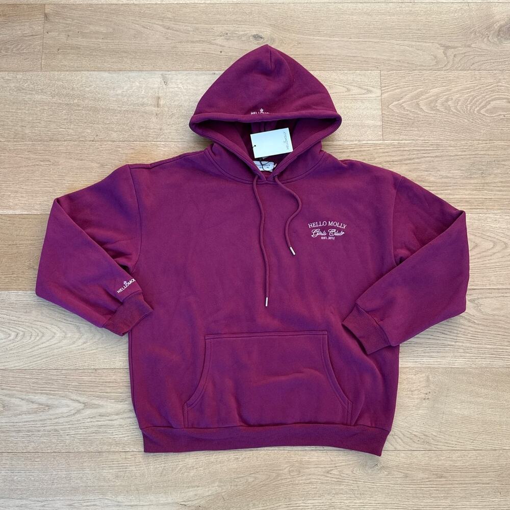 Hello Molly Base Girls Club Slip On Hoodie Size M in Berry Purple